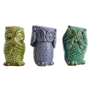 Set 3 obiecte decorative verde/mov din ceramica 15 cm Hibou Nordal