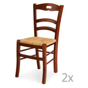 Set 2 scaune din lemn și paie Castagnetti Mare