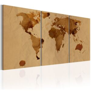 Tablou Bimago - The World map in color of coffee 60x30