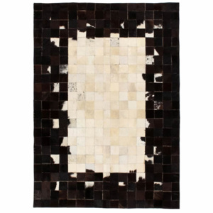 Covor piele naturală, mozaic, 160x230 cm Pătrate Negru/alb