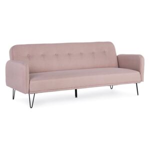 Canapea extensibila 3 locuri tapitata cu material textil roz Bridjet