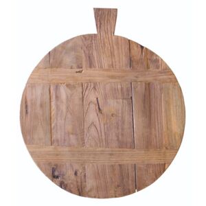 Tocator rotund maro din lemn de tec 32x37 cm Eve HK Living