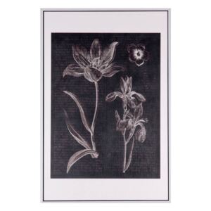 Tablou alb/negru din MDF si polistiren 40x60 cm Flowers Somcasa