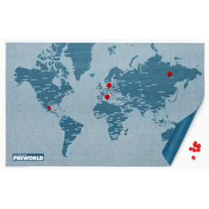 Hartă a lumii de perete Palomar Pin World, 126 x 68 cm, albastru
