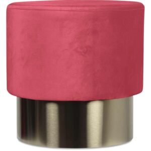 Taburet roz din catifea cu baza aurie din metal 35x35 Serge Opjet Paris