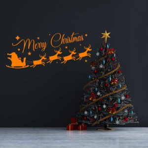 Merry Christmas Santa II. - autocolant de perete Portocaliu 50 x 20 cm