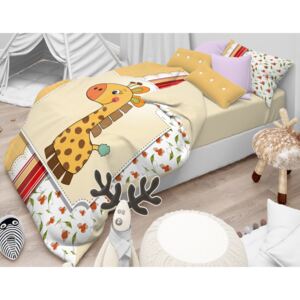 Lenjerie de pat din bumbac mare pentru copii, Girafă Bej