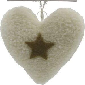 Decorațiune inimă cu model stea Lafiora H 12 cm alb