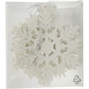 Set fulgi zăpadă Lafiora H 13 cm alb cu sclipici, 8 buc
