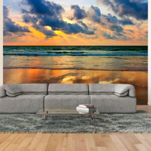 Bimago Fototapet - Colorful sunset over the sea 200x154 cm