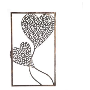 Decoratiune pentru perete 2 Purley Hearts,argintiu, 30x50 cm