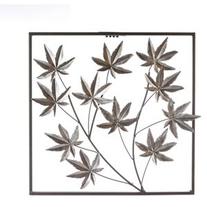 Decoratiune pentru perete Maple, metalic, maro inchis argintiu,30x30cm
