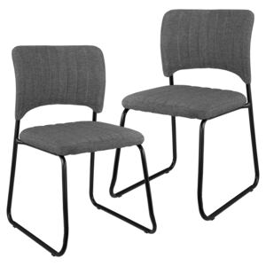 [en.casa]® Set 2 scaune design imitatie de piele - 78 x 45,7cm - gri inchis