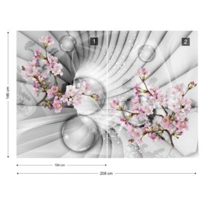 Fototapet GLIX - 3D Flowers And Bubbles Tunnel View Nem szőtt tapéta - 208x146 cm