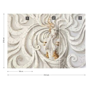 Fototapet GLIX - 3D Classical Woman Stone Swirls Tapet nețesute - 312x219 cm