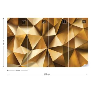 Fototapet GLIX - 3D Gold Polygon Tapet nețesute - 416x254 cm