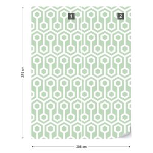 Fototapet GLIX - Green Geometric Retro Pattern + adeziv GRATUIT Tapet nețesute - 206x275 cm