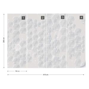 Fototapet GLIX - 3D Grey Hexagonal Pattern Tapet nețesute - 416x290 cm