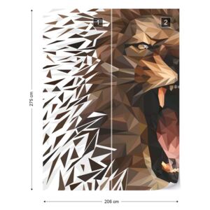 Fototapet GLIX - Polygon Lion Ligh Colours 4 + adeziv GRATUIT Tapet nețesute - 206x275 cm