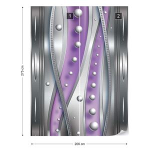 Fototapet GLIX - 3D Silver And Purple Tapet nețesute - 206x275 cm