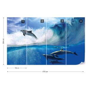 Fototapet GLIX - Dolphins Sea Wave Nature Tapet nețesute - 416x254 cm