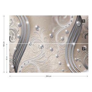 Fototapet GLIX - Silver And Beige Swirl Tapet nețesute - 254x184 cm