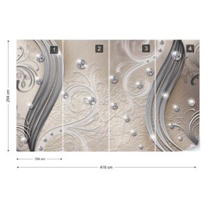 Fototapet GLIX - Silver And Beige Swirl Tapet nețesute - 416x254 cm