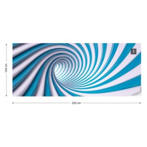 Fototapet GLIX - 3D Swirl Tunnel Blue And White Tapet nețesute - 250x104 cm