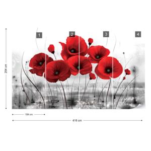 Fototapet GLIX - Red Poppies Tapet nețesute - 416x254 cm