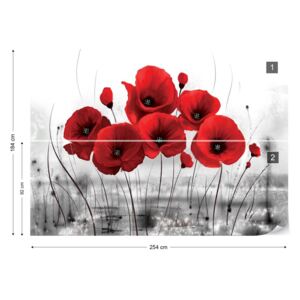 Fototapet GLIX - Red Poppies Tapet nețesute - 254x184 cm