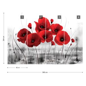 Fototapet GLIX - Red Poppies Tapet nețesute - 368x254 cm