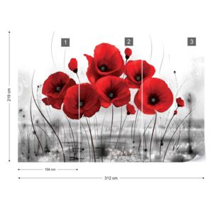 Fototapet GLIX - Red Poppies Tapet nețesute - 312x219 cm