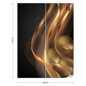 Fototapet GLIX - 3D Gold Swirl Black + adeziv GRATUIT Tapet nețesute - 206x275 cm