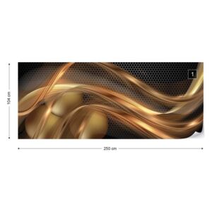Fototapet GLIX - 3D Gold Swirl Black Tapet nețesute - 250x104 cm