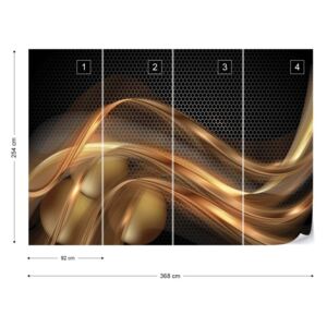 Fototapet GLIX - 3D Gold Swirl Black Tapet nețesute - 368x254 cm