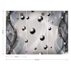 Fototapet GLIX - 3D Abstract Silver Tapet nețesute - 312x219 cm