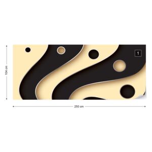 Fototapet GLIX - 3D Layers Black And Cream Tapet nețesute - 250x104 cm