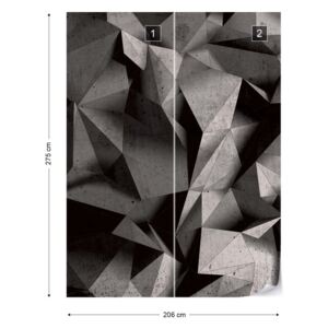Fototapet GLIX - 3D Polygon Concrete Dark Grey Tapet nețesute - 206x275 cm