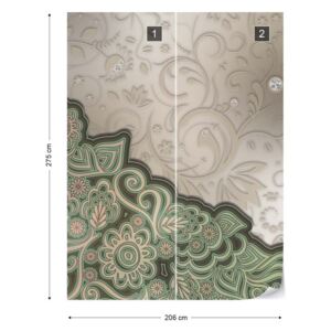 Fototapet GLIX - Floral Pattern Green 3 + adeziv GRATUIT Tapet nețesute - 206x275 cm