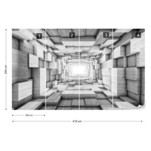 Fototapet GLIX - 3D Wood Tunnel Optical Illusion Tapet nețesute - 416x254 cm