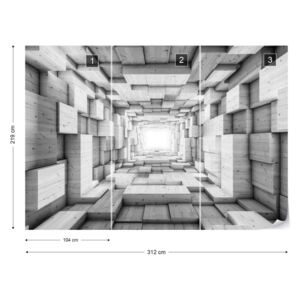 Fototapet GLIX - 3D Wood Tunnel Optical Illusion + adeziv GRATUIT Tapet nețesute - 312x219 cm