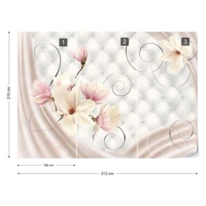 Fototapet GLIX - Magnolia Flowers Luxury Design Pink Tapet nețesute - 312x219 cm