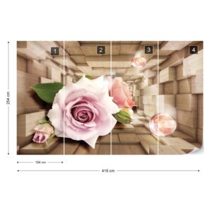 Fototapet GLIX - 3D Tunnel Roses 2 Tapet nețesute - 416x254 cm