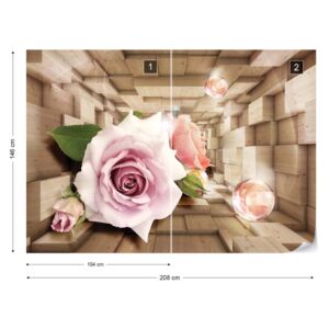 Fototapet GLIX - 3D Tunnel Roses 2 Nem szőtt tapéta - 208x146 cm