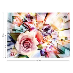 Fototapet GLIX - Roses 3D Illustion Multicoloured Tapet nețesute - 254x184 cm