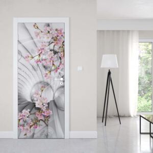 Tapet GLIX - Modern 3D Flowers And Bubbles Tunnel View1 | 91x211 cm