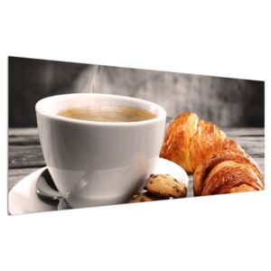 Tablou cu ceașca de cafea și croissant (Modern tablou, K011387K12050)