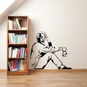 Autocolant de perete GLIX - Banksy "Einstein" Negru 50 x 45 cm