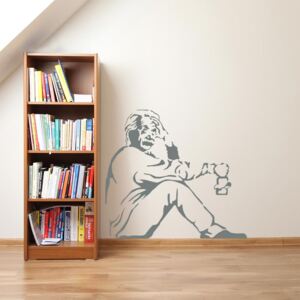 Autocolant de perete GLIX - Banksy "Einstein" Gri 50 x 45 cm