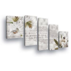GLIX Tablou - Vintage with White Flowers 2 x 40x60 / 2 x 30x80 / 1 x 30x100 cm